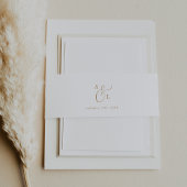 Elegant Gold Script Monogrammed Wedding Uitnodigingen Wikkel