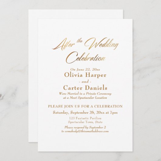 Elegant Gold Script na de huwelijksfeestdag Kaart (Voorkant / Achterkant)