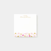 Elegant Gold Script Naam | Waterverf Hearts Post-it® Notes (Voorkant)