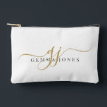 Elegant Gold Script Name Monogram Etui<br><div class="desc">A stylish gold script monogram pouch featuring a flowing signature style initial paired with a clean name layout. The simple gold lettering creates a polished look while keeping the design minimal and easy to read. A practical and personalized choice for organizing makeup, travel essentials, or small accessories. Also makes a...</div>