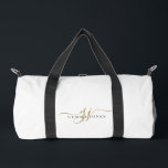 Elegant Gold Script Name Monogram Plunjezak<br><div class="desc">A stylish gold script monogram duffel gym bag featuring a flowing signature style initial paired with a clean name layout. The simple gold lettering creates a polished look while keeping the design minimal and easy to read. A practical and personalized choice for travel, workouts, or everyday use, while helping identify...</div>