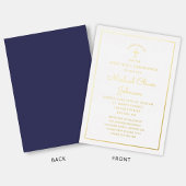 Elegant Gold Script Navy Blue First Community Folie Uitnodiging