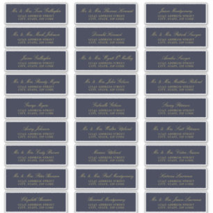 Elegant Gold Script Navy Guest Adresetiketten Sticker