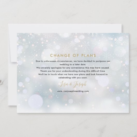 Elegant Gold Script New Plan Winter Event Save The Date (Achterkant)