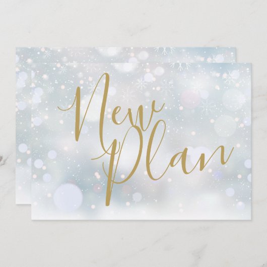 Elegant Gold Script New Plan Winter Event Save The Date (Voorkant / Achterkant)