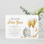Elegant Gold Script New Year's Eve Countdown Party Kaart (Staand voorkant)