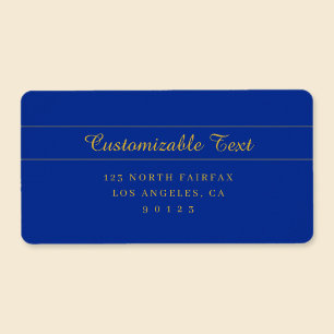 Elegant Gold Script op Navy Blue Return Address Etiket
