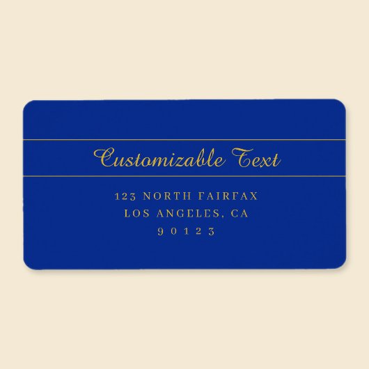 Elegant Gold Script op Navy Blue Return Address Etiket