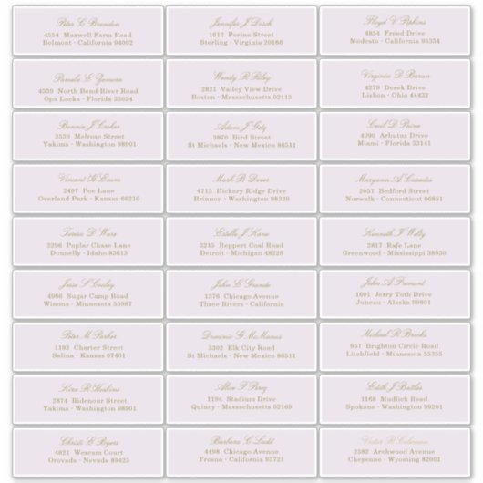 Elegant Gold Script op Paarse gastnamen Sticker (Voorkant)