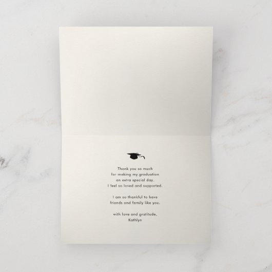 Elegant Gold Script op zwart Afstuderen Hartelijk  Folie Wenskaart (Binnenlaag)