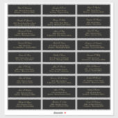 Elegant Gold Script op zwart gastlijstadres Sticker (Vel)