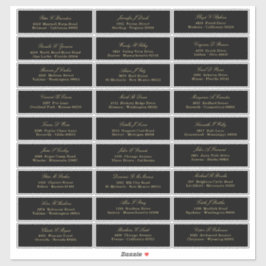 Elegant Gold Script op zwart gastlijstadres Sticker