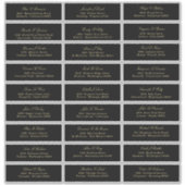 Elegant Gold Script op zwart gastlijstadres Sticker (Voorkant)