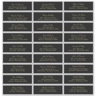 Elegant Gold Script op zwart gastlijstadres Sticker