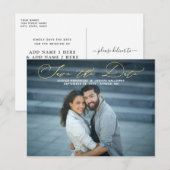 Elegant Gold Script Overlay Foto Sla de datum op Briefkaart (Voorkant / Achterkant)