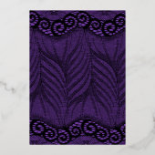 Elegant Gold Script Paars Lace Halloween Folie Uitnodiging (Achterkant)