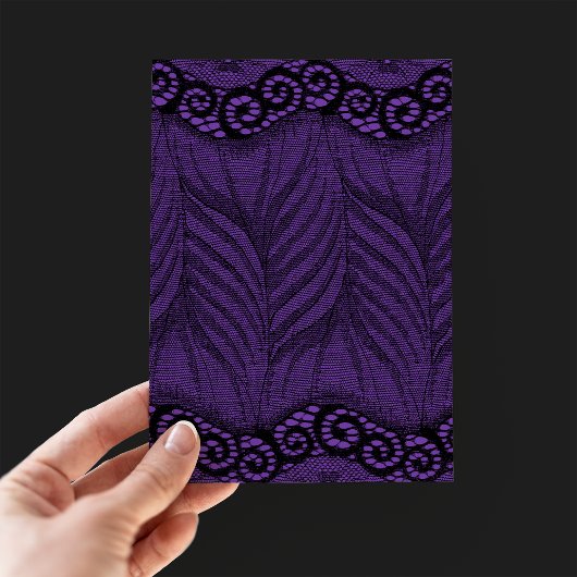 Elegant Gold Script Paars Lace Vampire Halloween Folie Uitnodiging