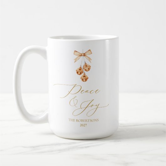 Elegant Gold Script “Peace & Joy” Christmas Koffiemok (Links)