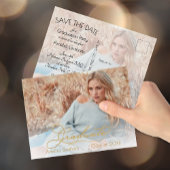 Elegant Gold Script Photo Afstuderen Bewaar de dat Briefkaart