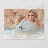 Elegant Gold Script Photo Afstuderen Bewaar de dat Briefkaart (Voorkant)