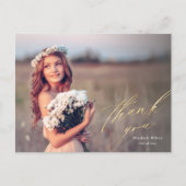 Elegant Gold Script Photo Afstuderen Hartelijk dan Briefkaart (Voorkant)