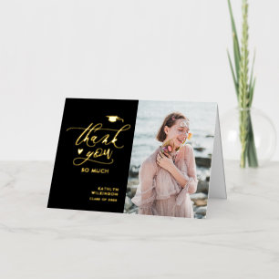 Elegant Gold Script Photo Afstuderen Hartelijk dan Folie Wenskaart