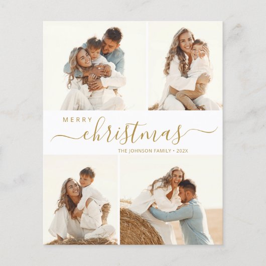 Elegant Gold Script Photo Collage Kerstbrochure Flyer (Voorkant)