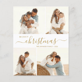 Elegant Gold Script Photo Collage Kerstbrochure Flyer