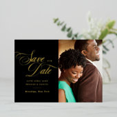 Elegant Gold Script Photo QR Code Save the Date Folie Uitnodiging (Staand Voorkant)