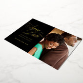 Elegant Gold Script Photo QR Code Save the Date Folie Uitnodiging (Gedraaid)