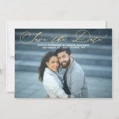 Elegant Gold Script Photo Save the Date Magnet Magnetische Uitnodiging (Voorkant)