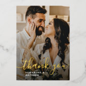 Elegant Gold Script Photo Weddenschap Hartelijk da Folie Uitnodiging (Voorkant)