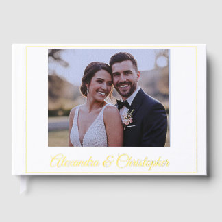 Elegant Gold Script Photo Wedding Guestbook Gastenboek