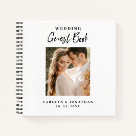 Elegant Gold Script Photo Wedding Guestbook Notitieboek