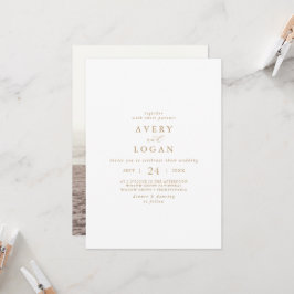 Elegant Gold Script Photo Wedding Kaart