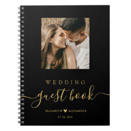 Elegant Gold Script Photo Weduwboek Notitieboek