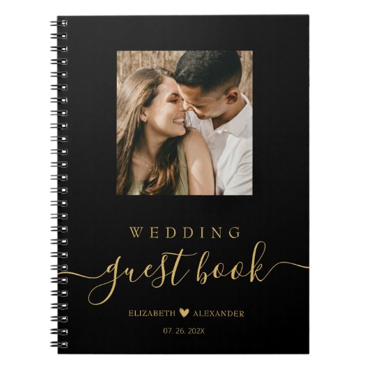 Elegant Gold Script Photo Weduwboek Notitieboek (Voorkant)