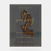 Elegant Gold Script Photo WeduwWelkomstwoord Acryl Bord (Voorkant)