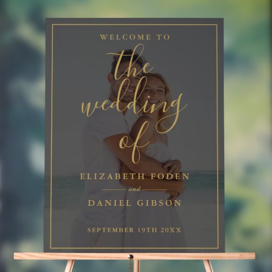 Elegant Gold Script Photo WeduwWelkomstwoord Acryl Bord (Neutraal)