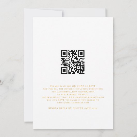 Elegant Gold Script QR Code Weddenschap Kaart (Achterkant)