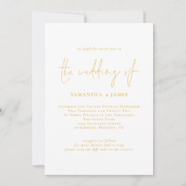 Elegant Gold Script QR Code Weddenschap Kaart
