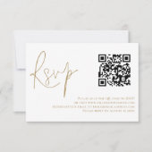 Elegant Gold Script QR Code Wedding RSVP Kaart (Voorkant)
