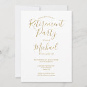Elegant Gold Script Retirement Party Kaart (Voorkant)