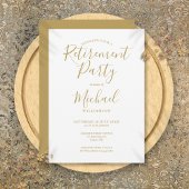 Elegant Gold Script Retirement Party Kaart