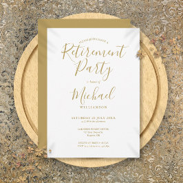 Elegant Gold Script Retirement Party Kaart