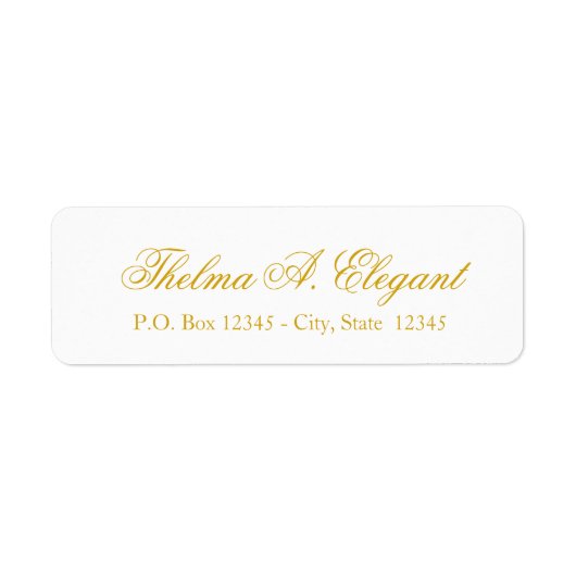 Elegant Gold Script Return Address Label (Voorkant)
