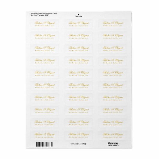 Elegant Gold Script Return Address Label (Full Sheet)