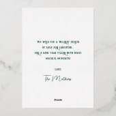 Elegant Gold Script Rich Green Frame Photo Folie Feestdagenkaart (Achterkant)