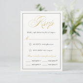 Elegant Gold Script RSVP maaltijdopties verticaal (Staand voorkant)