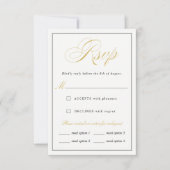 Elegant Gold Script RSVP maaltijdopties verticaal Kaartje (Voorkant)
